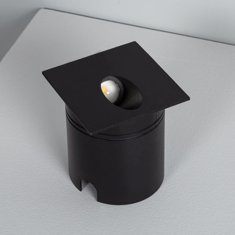 Baliza Exterior LED 3W Empotrable Pared Cuadrado Negro Ellis