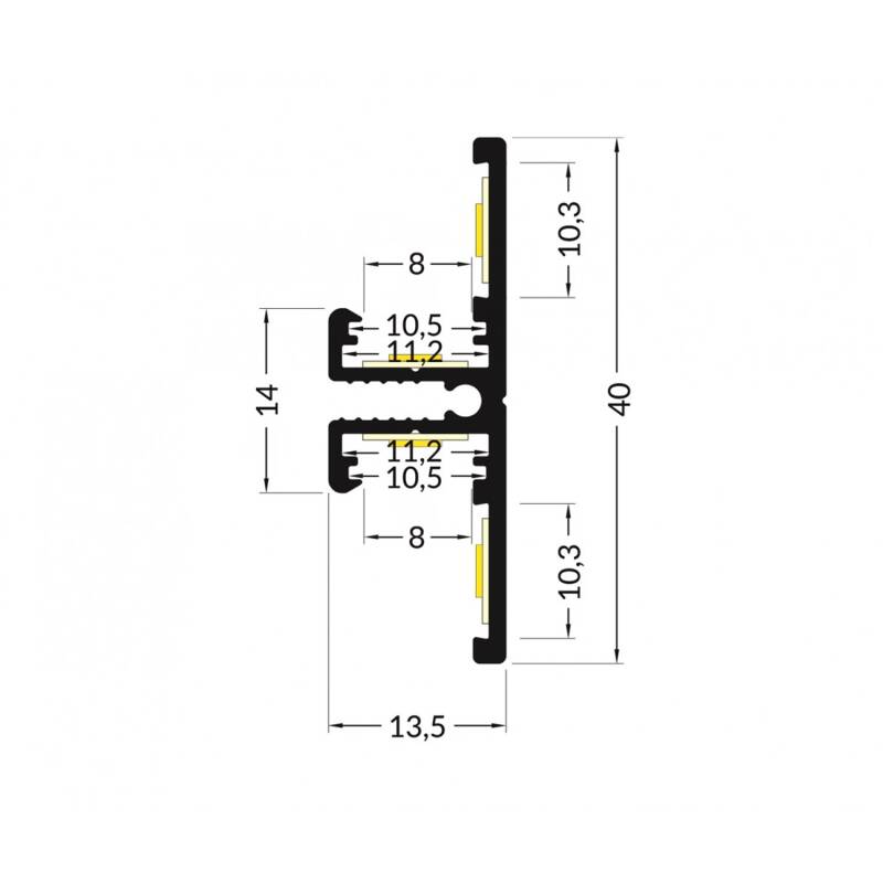 Perfil Aluminio Superficie Doble Cara 1m para Tira LED
