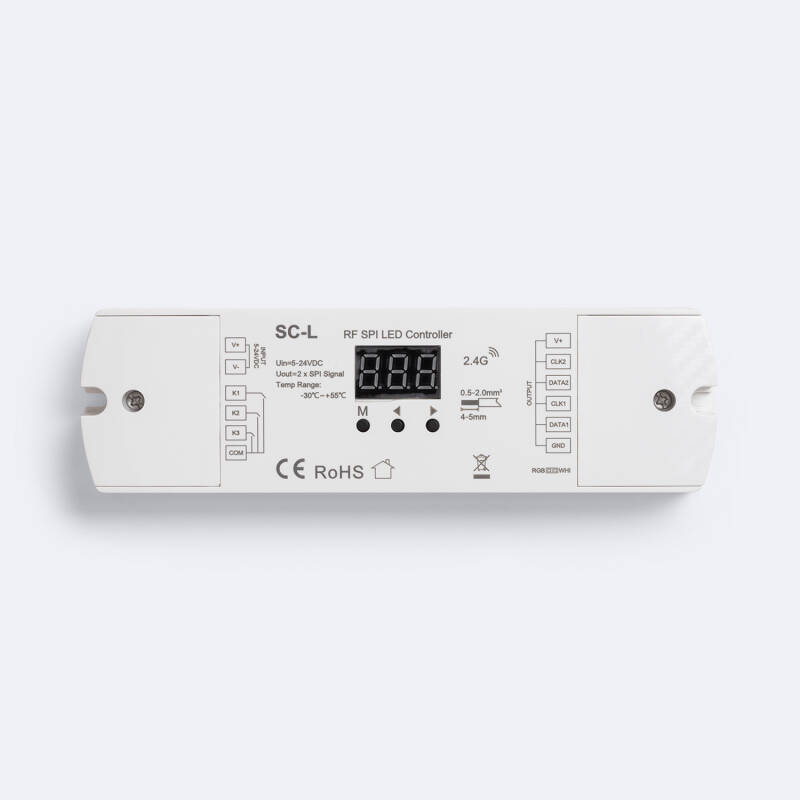 Controlador Tira LED Digital SPI RGB/RGBW 12-24V SKYDANCE SC-L Compatible con Pulsador y Mando RF