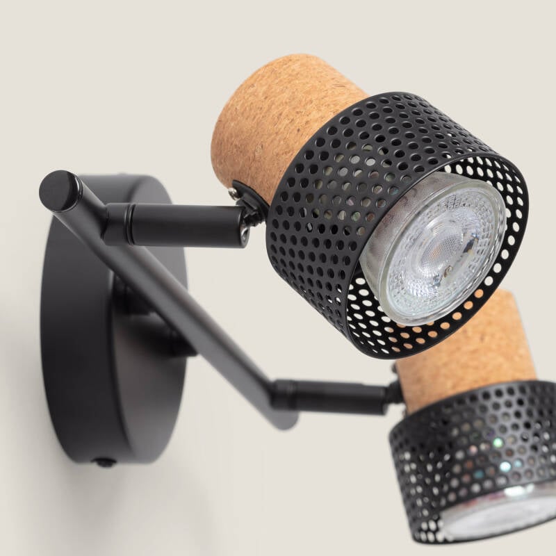 Lámpara de Pared Metal y Corcho Dos Focos Liksy