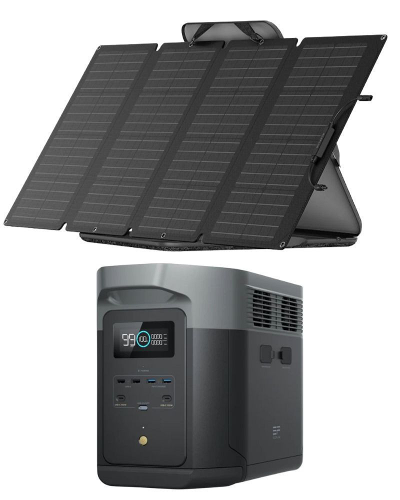Kit Placa Solar Camper 160 W Ecoflow con Estación de Energía 2400W 2048Wh