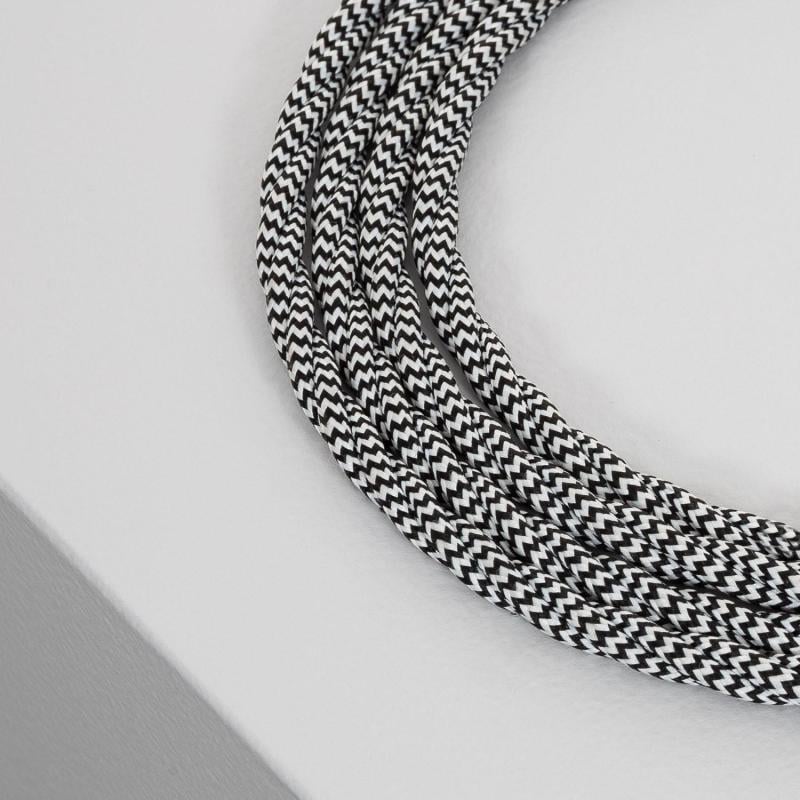 Cable Textil Eléctrico Trenzado Blanco y Negro