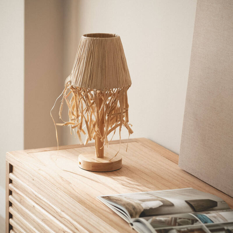 Lámpara de Mesa LED Portátil Madera con Batería USB Recargable Soure