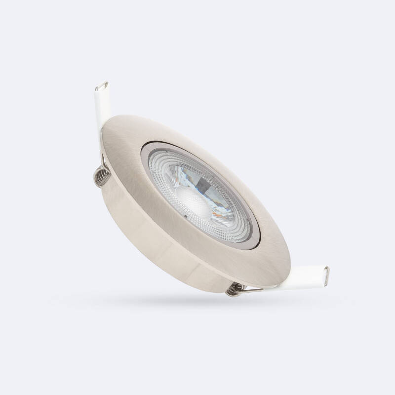 Foco Downlight LED 5W Direccionable Circular Níquel Cepillado Corte Ø 68 mm