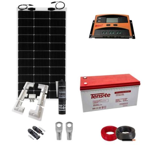Kit Placa Solar Autoinstalable 200W para Caravanas con Batería