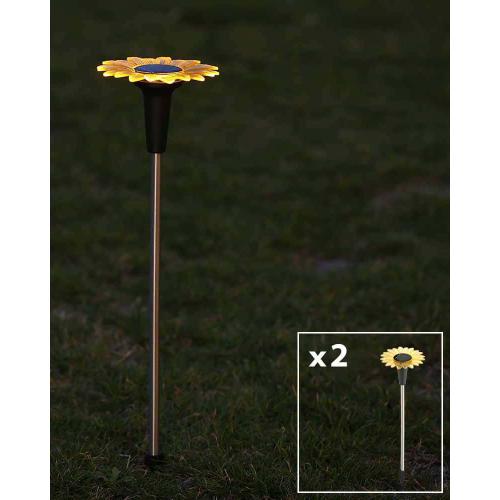 Pack 2uds Luces solares jardín forma de flor 3lm