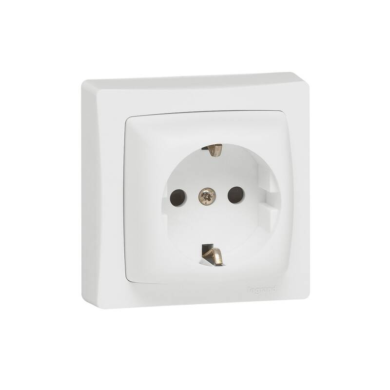 Base Enchufe Schuko 2P+T Obturador de Protección Infantil Monoblock LEGRAND Oteo 086031