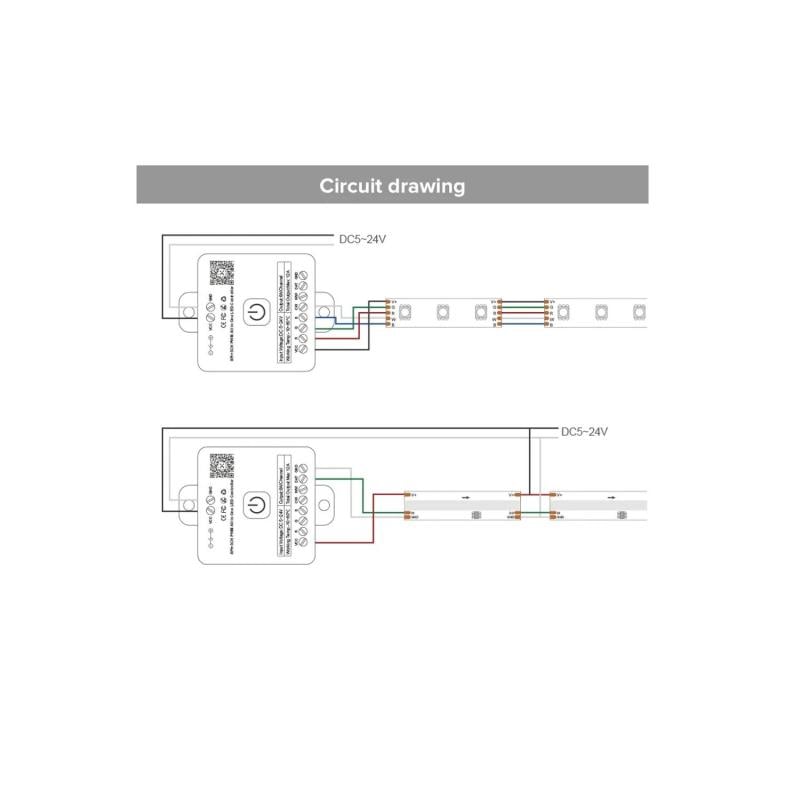Controlador Regulador Tira LED 12/24V DC 12 en 1 Monocolor /CCT/RGB/RGBW/RGB+CCT/IC Digital SPI con Mando y Bluetooth