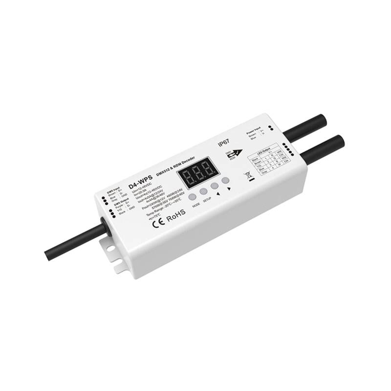 Decodificador DMX512 y RDM 4 Canales 12-48V SKYDANCE D4-WPS IP67