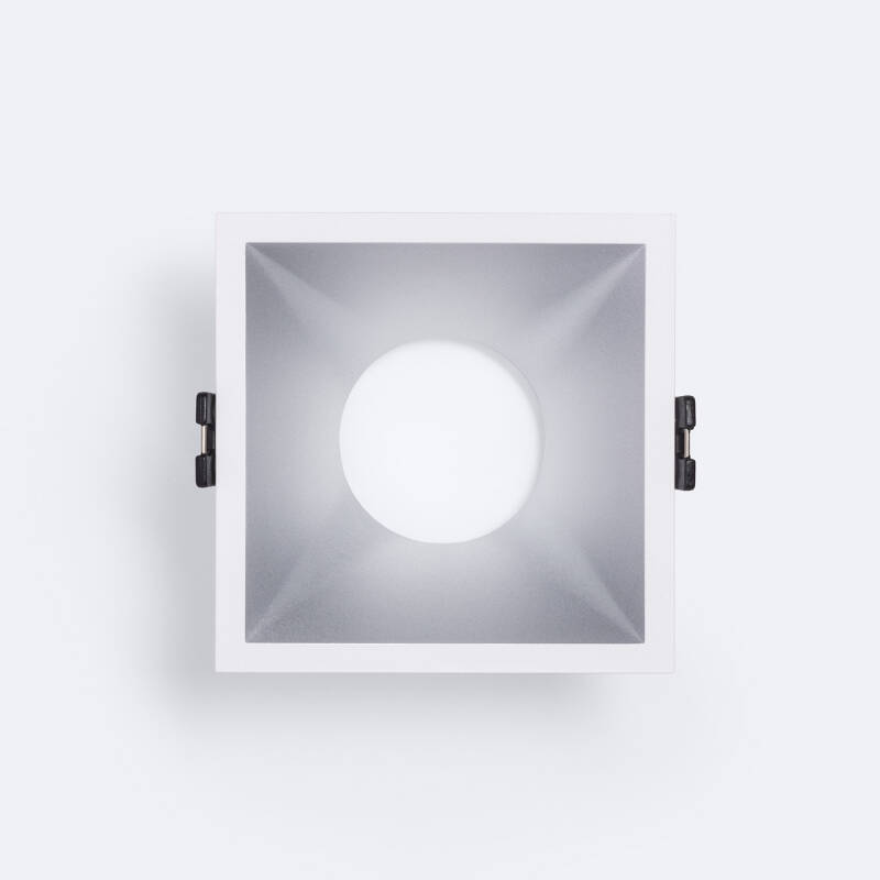 Aro Downlight Cuadrado Bajo UGR para Bombilla LED GU10 Corte 85x85 mm