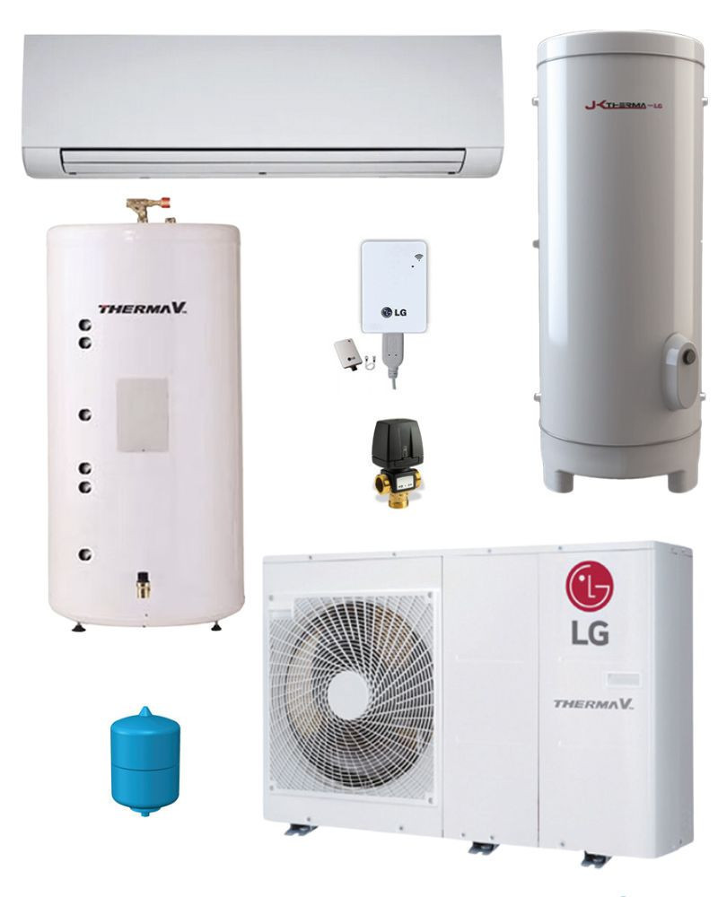 Kit Aerotermia con Fancoils y ACS 500 litros LG Therma V R32 12kW para 150m2