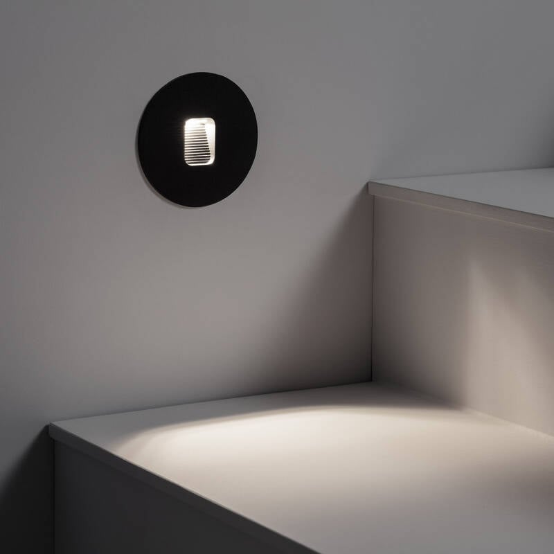 Baliza Exterior LED 2W Empotrable Pared Circular Negro Olite