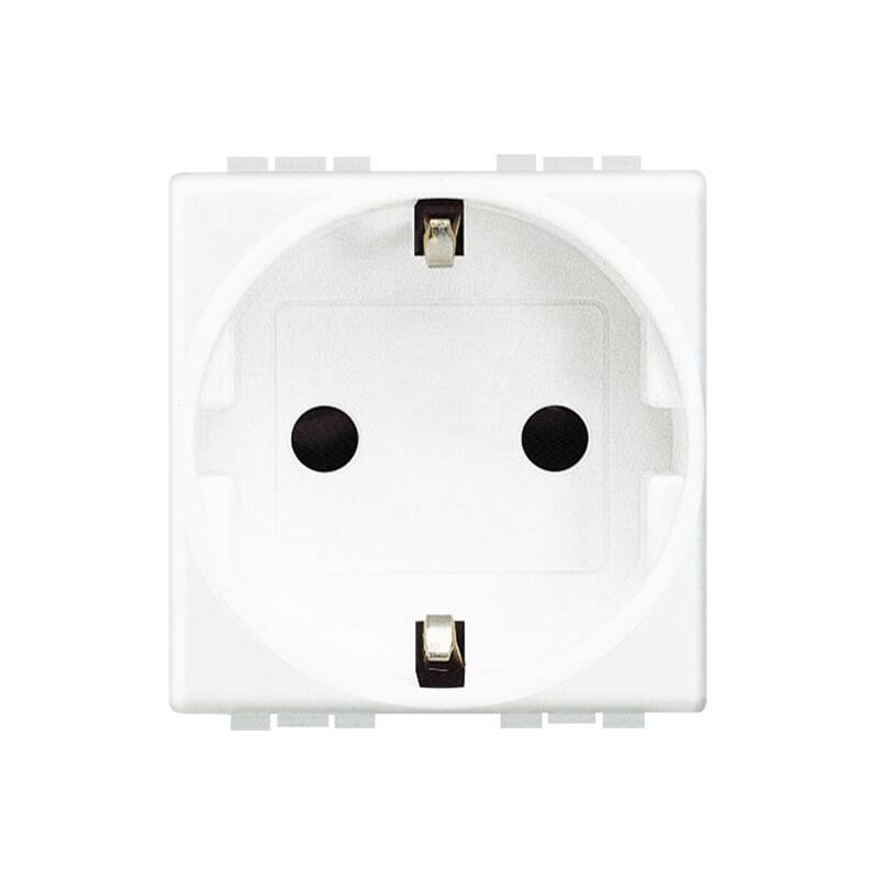 Base de Corriente 2P+T 2 Módulos 16A Conexión por Tornillos BTicino Living Light N4141