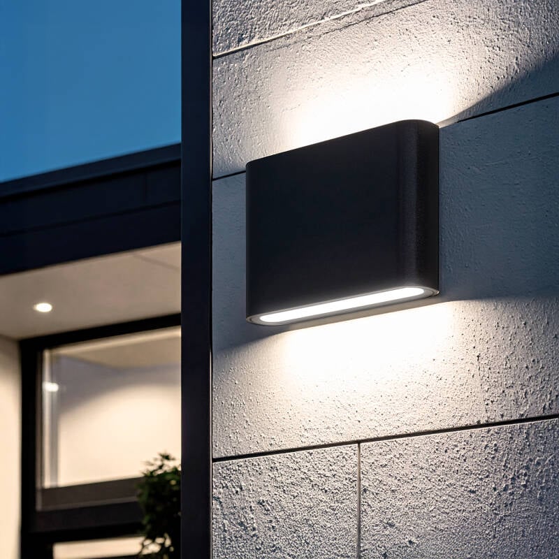 Aplique de Pared Exterior LED 6W Iluminación Doble Cara Cuadrado Negro Luming