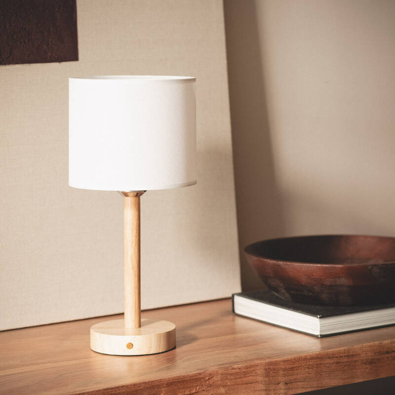 Lámpara de Mesa LED Portátil Madera con Batería USB Recargable Folgosa