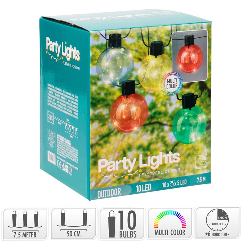 Guirnalda Exterior LED RGB de 10 Bombillas Jarli 7.5m
