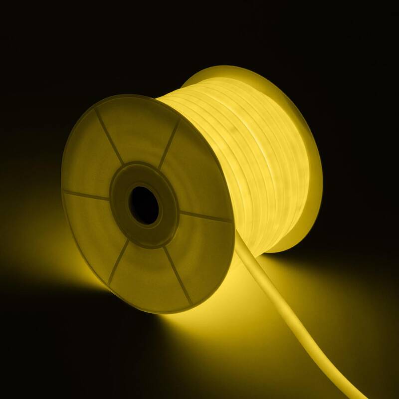 Tira LED Neón Regulable 220V BOBINA 50m Amarillo Circular 360 9W/m Corte 100cm IP67