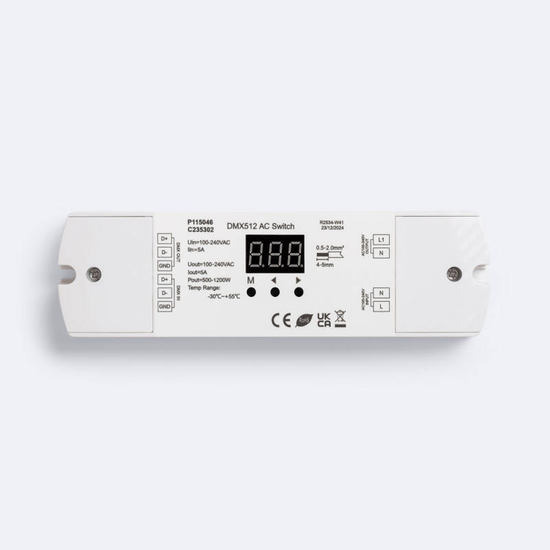 Interruptor ON/OFF DMX512 100-240V con RDM SKYDANCE DP para Carril DIN