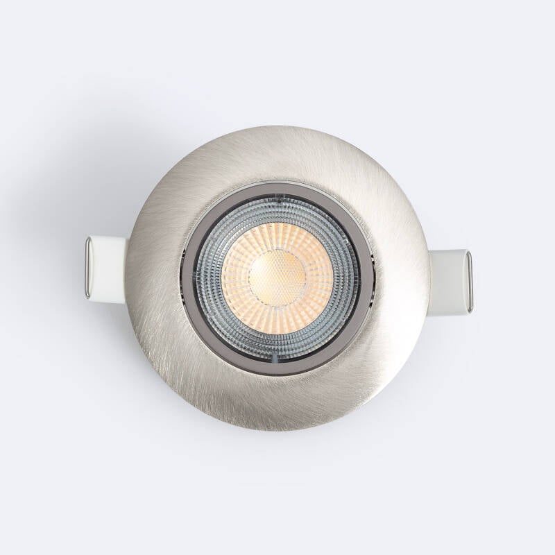 Foco Downlight LED 5W Direccionable Circular Níquel Cepillado Corte Ø 68 mm