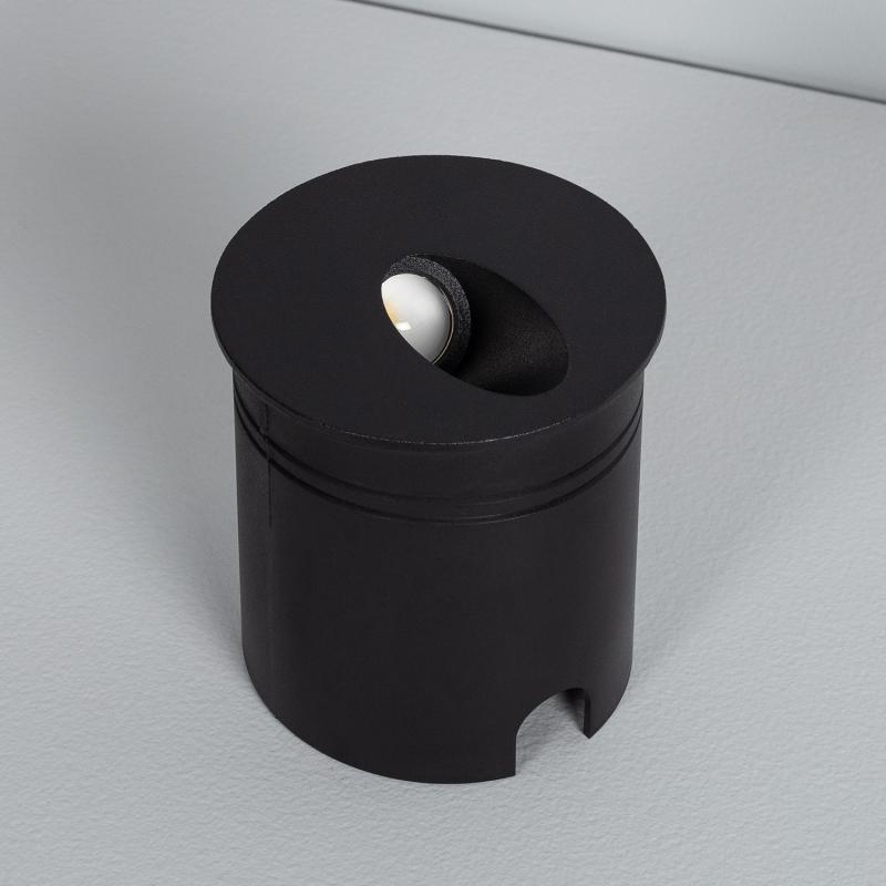 Baliza Exterior LED 3W Empotrable Pared Circular Negro Boiler