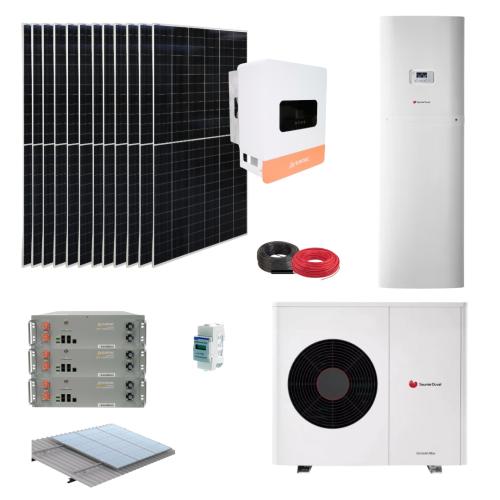Kit Aerotermia con Placas Solares Suntaic 6kW con bomba de calor Genia Air Max 6 Inalambrico 7,8kW y baterías de litio 15kWh