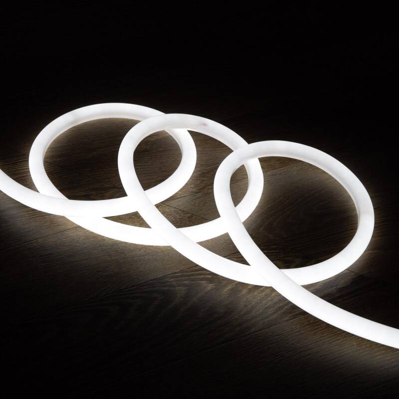 Tira LED Neón Regulable 220V BOBINA 50m Blanco Frío Circular 360 9W/m Corte 100cm IP67