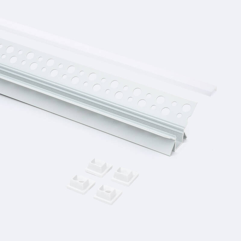 Perfil Aluminio Integrado en Escayola/Pladur Esquina Interior Tira LED hasta 9 mm