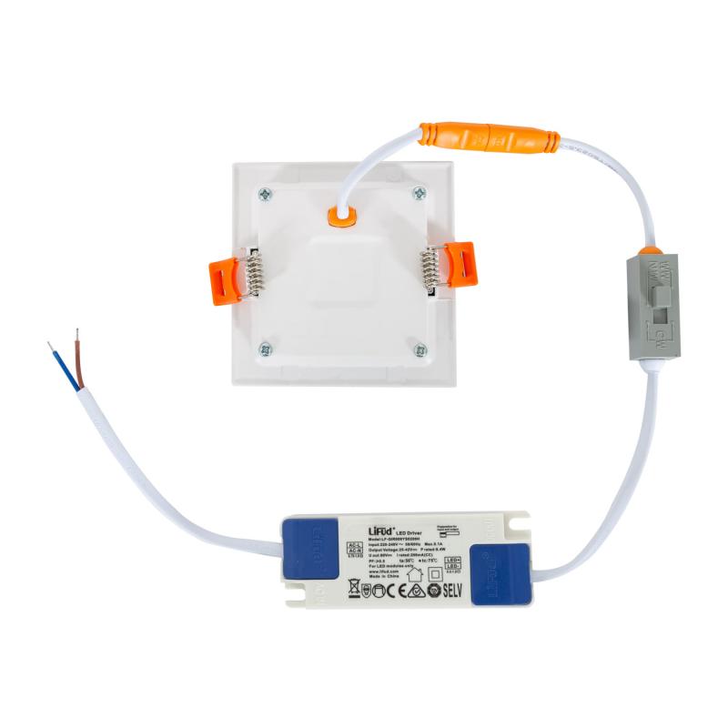 Placa LED 7W Cuadrada CCT Seleccionable Microprismático LIFUD Corte 75x75 mm