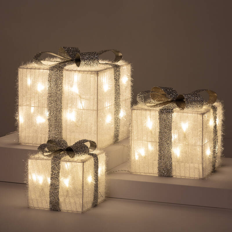 Pack de 3 Cajas Regalo de Navidad LED Ribbon