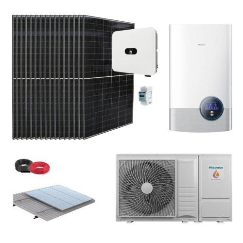 Kit Aerotermia con Placas Solares Huawei 8kW con bomba de calor Hisense Bibloc Mural 6kW