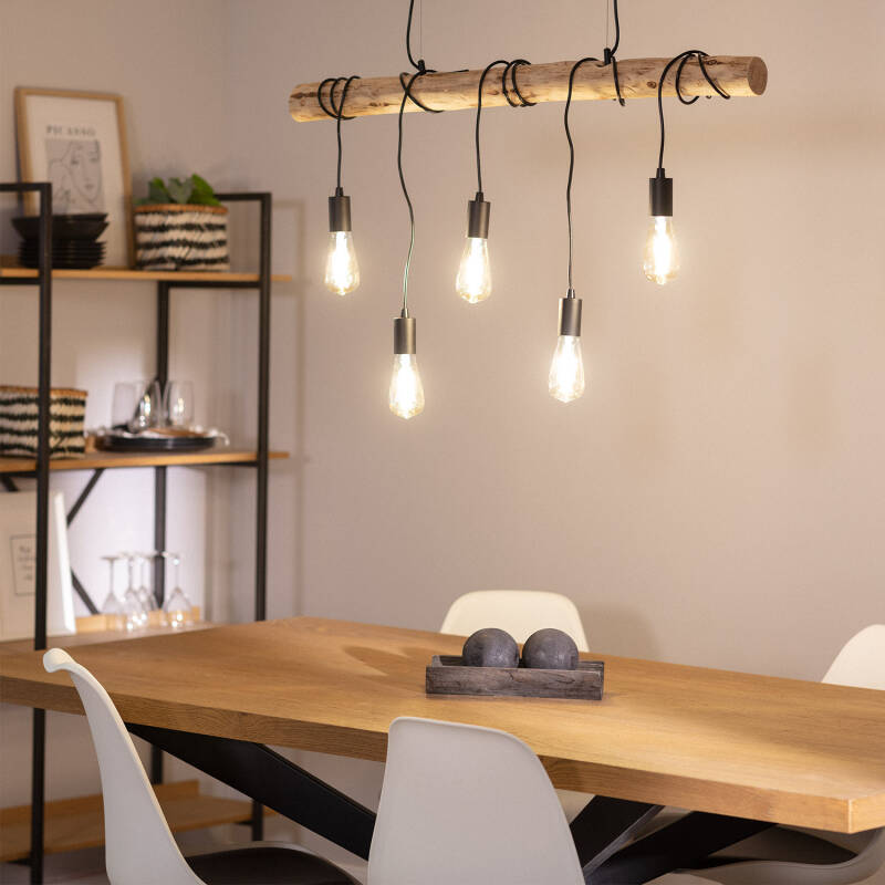 Lámpara Colgante Metal y Madera Yagis