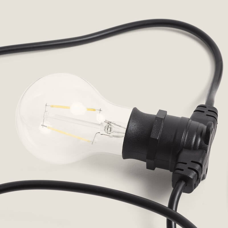 Guirnalda Exterior con Bombillas LED B22 Filamento A60 10m IP44 Negro