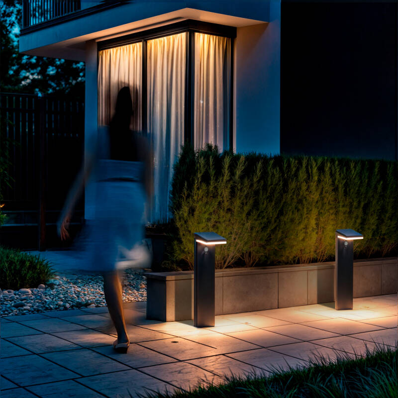 Baliza de Pie Exterior Solar LED 4W 50cm Aluminio con Sensor de Movimiento Edwan