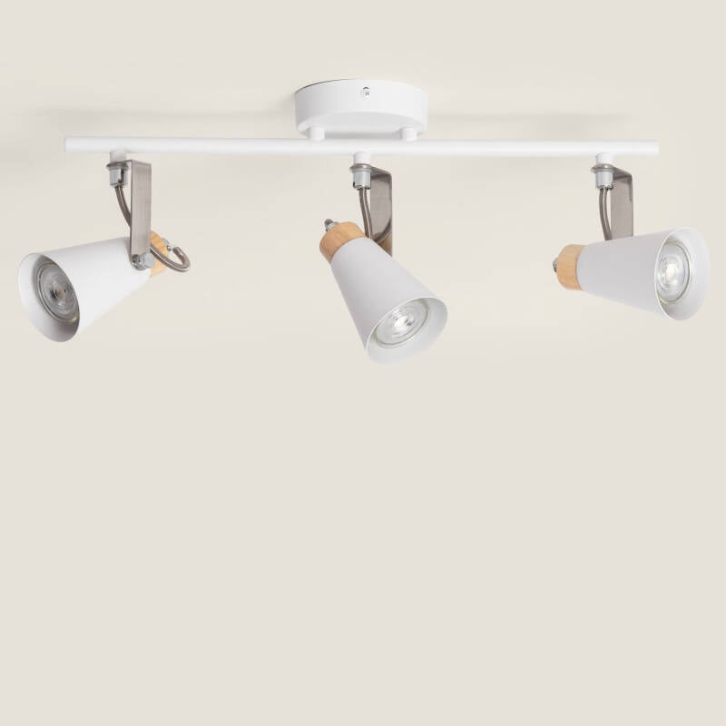 Lámpara de Techo Orientable Metal y Madera 3 Focos Mara