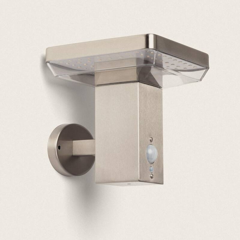 Aplique de Pared Exterior Solar LED 5W Acero Inoxidable con Sensor de Movimiento Barton Square