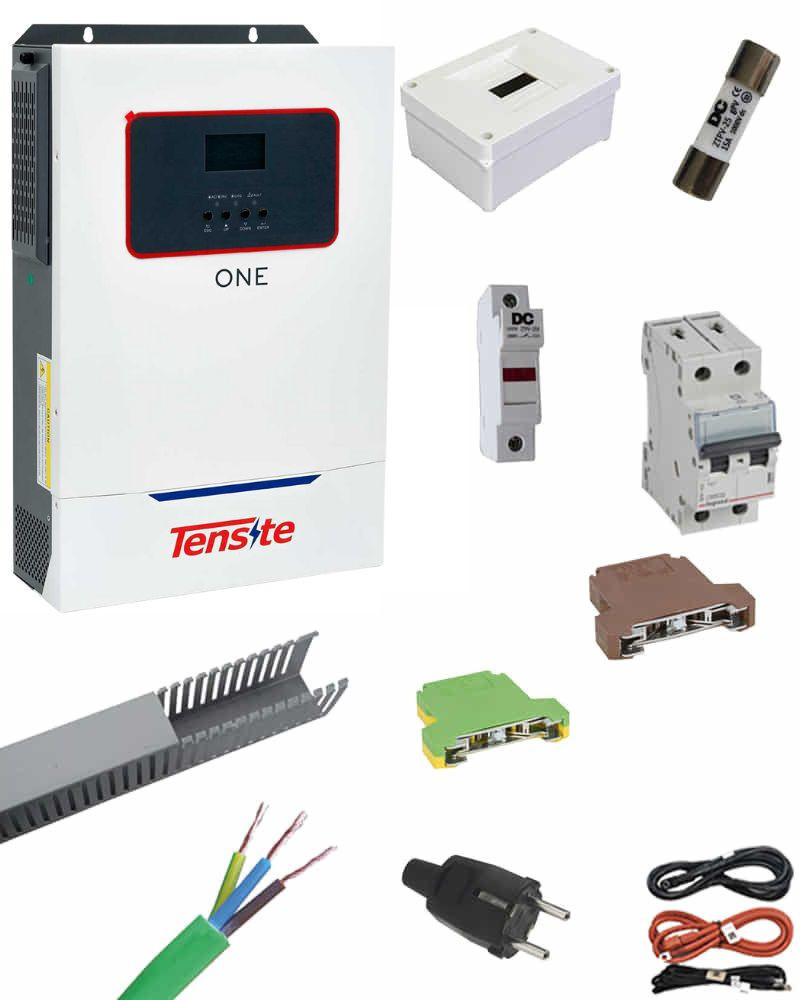 Kit Solar Aislada para Instalación Placas Solares en Vivienda Permanente 5500W 48V con 4 baterías de litio Tensite