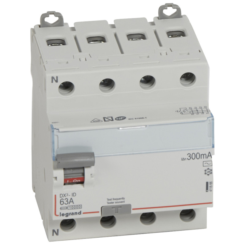 Interruptor Diferencial Industrial 4P 300mA 25-63 A 10kA Clase AC LEGRAND DX³ 411664