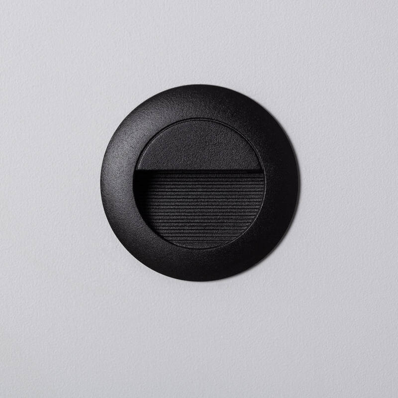 Baliza Exterior LED 3W Empotrable Pared Circular Negro Olite
