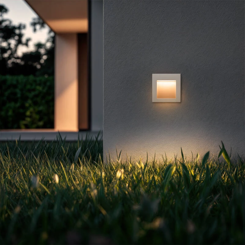 Baliza Exterior LED 4W Empotrable Pared Cuadrado Blanco Leif
