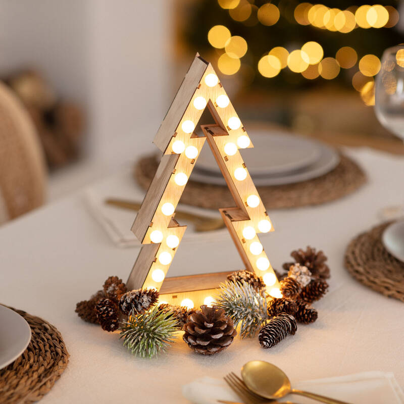Árbol de Navidad Madera LED con Batería Gaspar