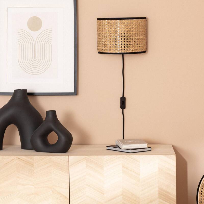 Lámpara de Pared Metal y Ratán Alofi