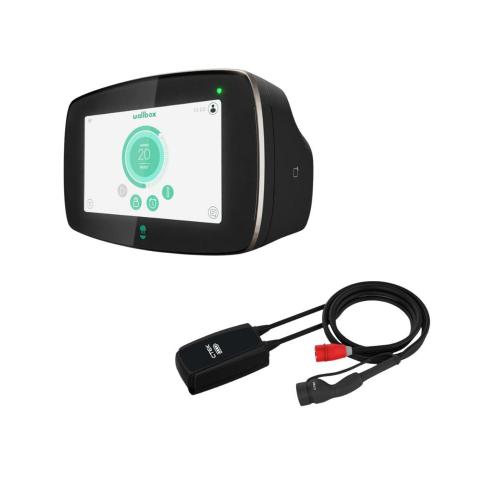 Pack Cargador Coches Eléctricos Wallbox Commander 2 Negro Type 1 de 7,4kW con Cargador Portátil 11kW