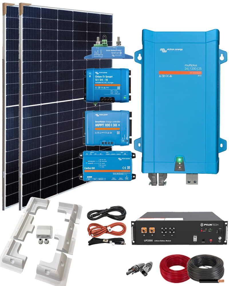Pack de Ventilador Solar Suelo 35W con Sistema 1200W 24V Litio 4000Whdia