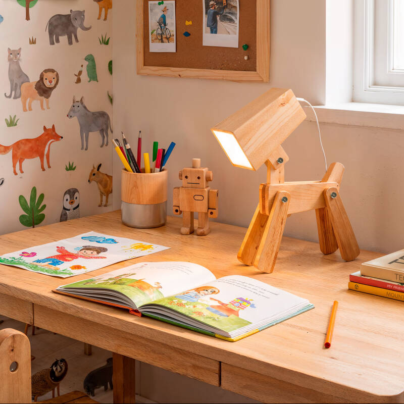 Lámpara de Mesa de Madera Infantil Coba Doggi