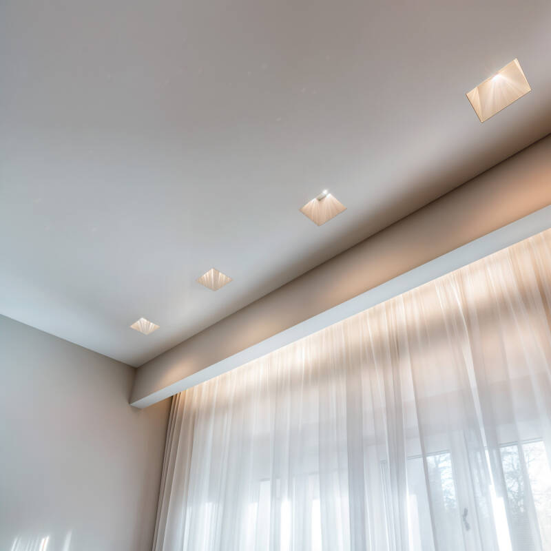 Aro Downlight Integración Escayola/Pladur Cuadrado para Bombilla LED GU10 / GU5.3  Corte 153x153 mm UGR17