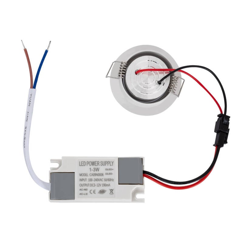 Foco Downlight LED COB 1W Direccionable Circular Blanco Corte Ø 45 mm