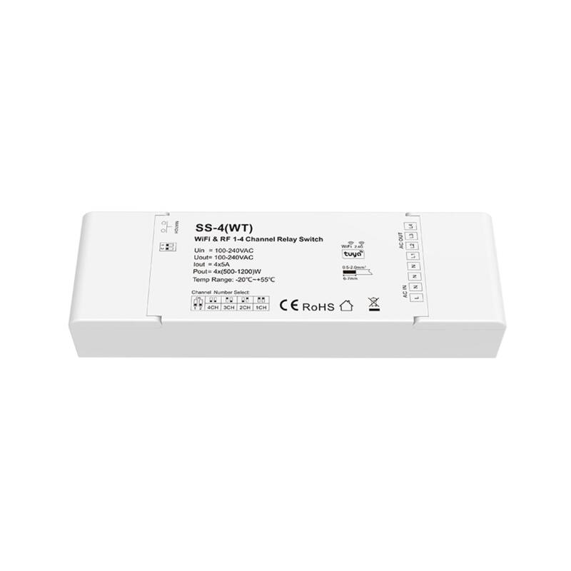 Interruptor WiFi 4 Canales Compatible con Pulsador y Mando RF SKYDANCE SS-4(WT)