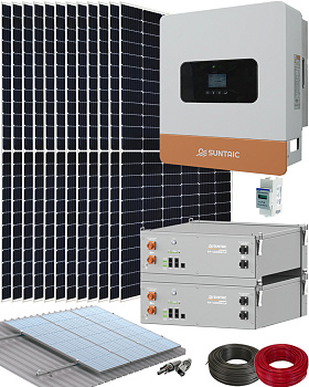 Kit Solar para Instalación de Placas Solares con Inversor Híbrido Suntaic STH6M-2/GEN 6000W y Batería Litio Suntaic ST-L5000/LV