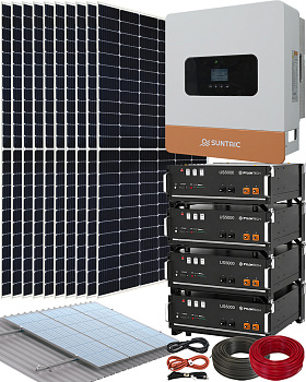 Kit Placas Solares con Inversor Híbrido 6000W Suntaic STH6M-2 y 4 Baterías de Litio