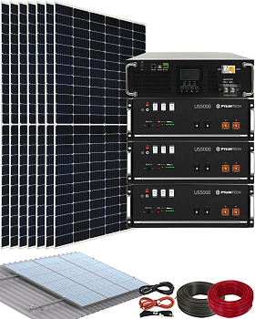 Kit Placas solares para Instalación Solar Aislada 5500W 48V con Baterías Litio US5000C